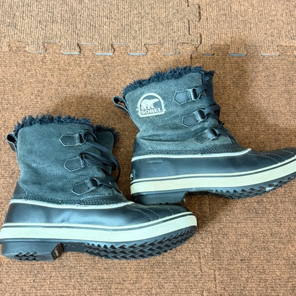 B+ Sorel Winter Carnival Black Waterproof Snow Boots NL1631-010 Womens 8.5 shoes